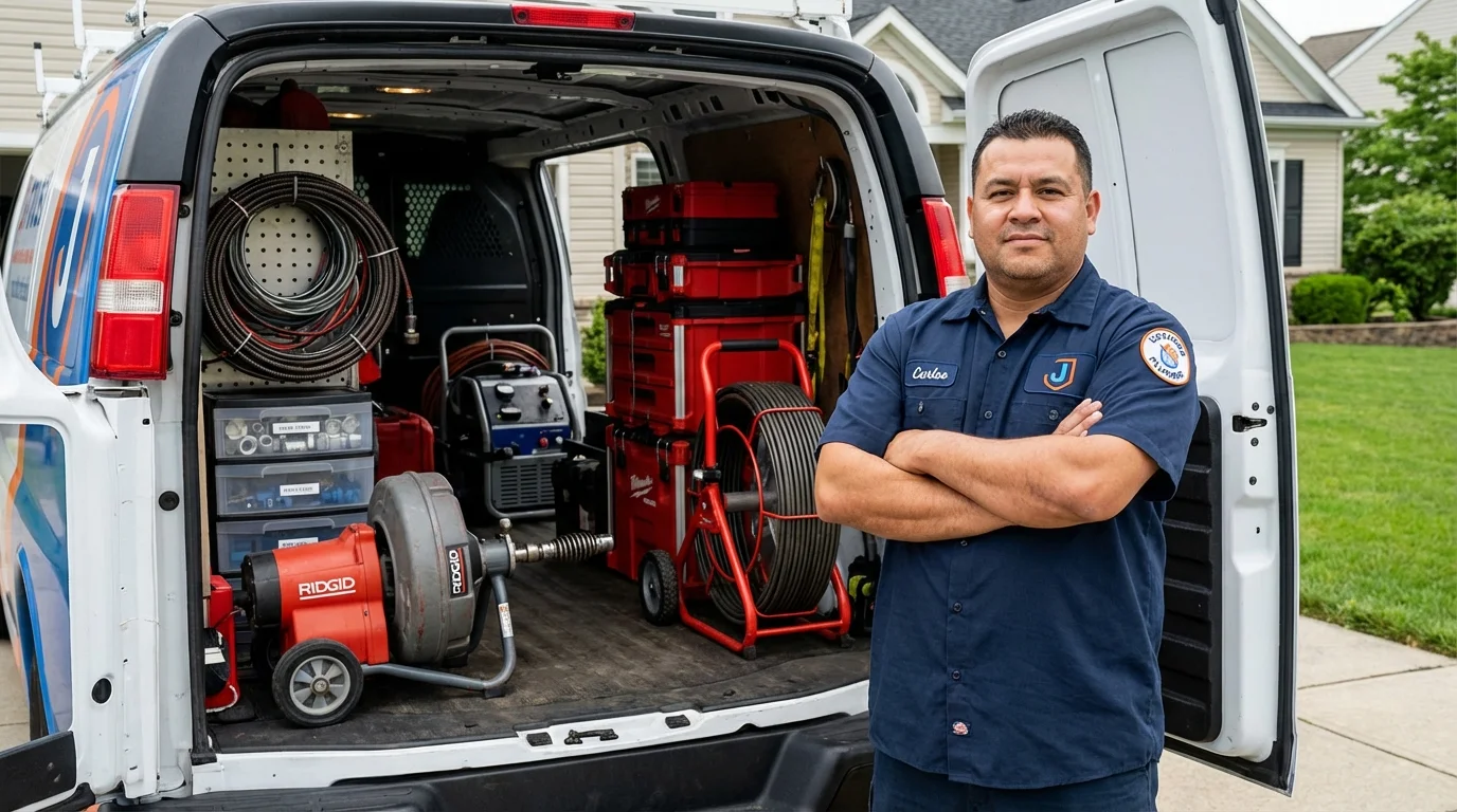 Professional drain cleaning equipment and Johns Plumbing LLC plumber in Thorndale