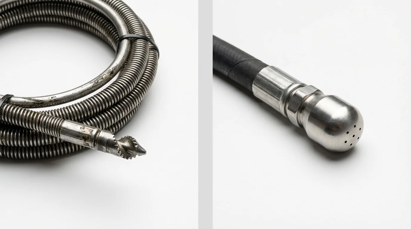 Drain snake cable and hydro jetting nozzle used for drain cleaning in Thorndale, PA